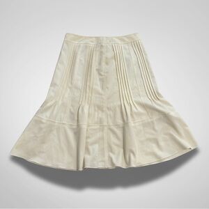 Cream Pleated Midi Skirt by Mirabelle